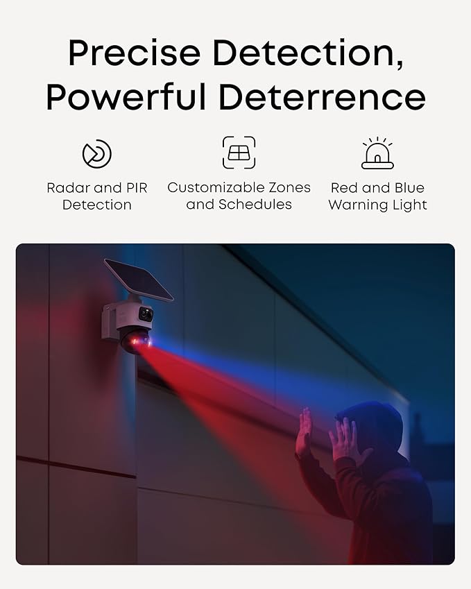 eufy Security eufyCam S4,4K Solar Camera Wireless Outdoor, Triple Lens Bullet-PTZ Cam, 360° View, 8X Auto Zoom, Al Recognition,AI Track, Color Night Vision, 0 Monthly Fee, Local Storage