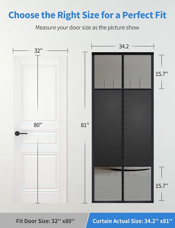 Magnetic Screen Door with Privacy Protection, PET Mesh Screen Fit - Image 2