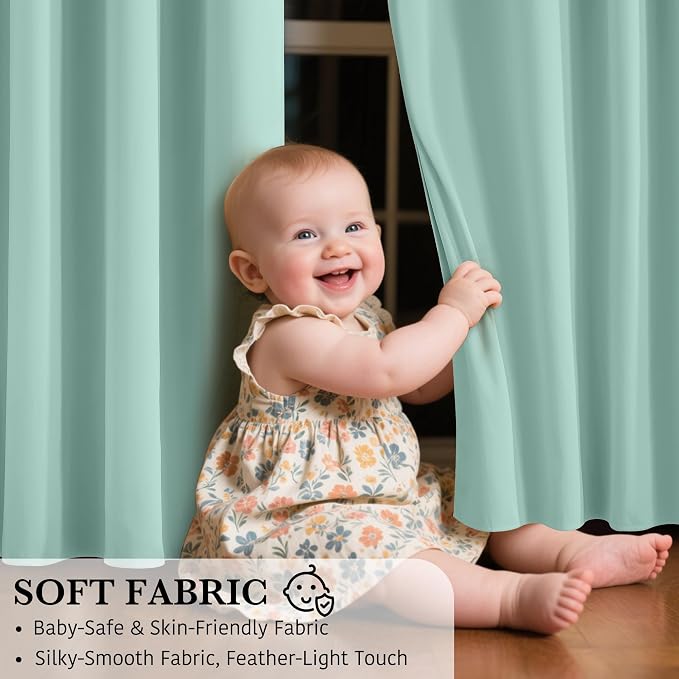 RYB HOME 100% Blackout Curtains 63 inches Length, Thermal Insulated Total Room - Image 6