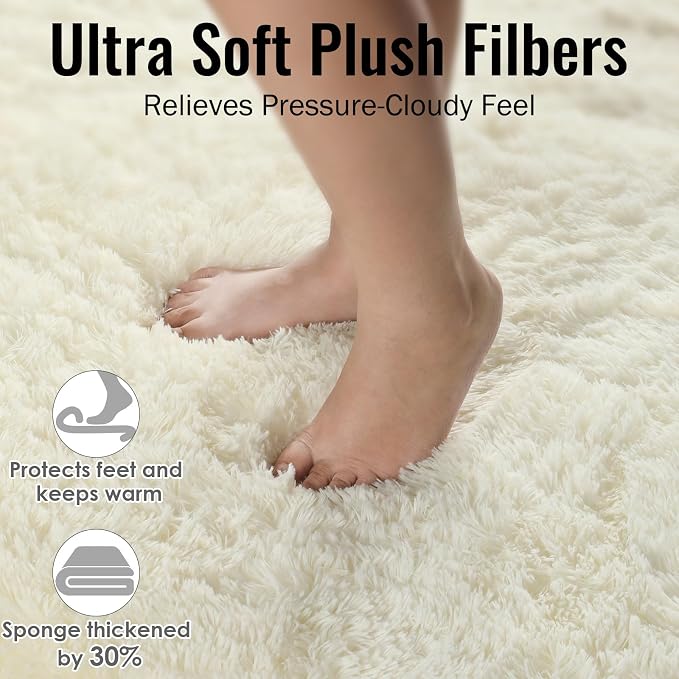 White Fluffy Shag Washable Area Rugs - Image 3
