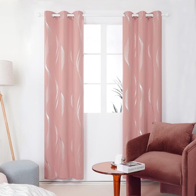 Deconovo Curtains for Living Room, Pattern Blackout Curtains 84 Inches Long | - Image 2