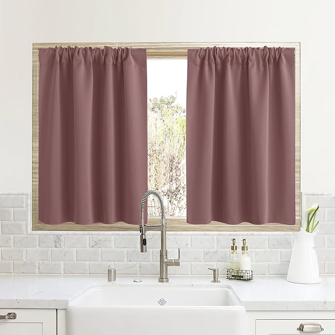 RYB HOME Cafe Blackout Curtains 24 inch Length by RYBHOME