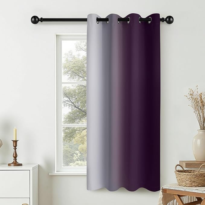 COSVIYA Curtains & Drapes Ombre Purple Gradient Drape 63 inch Long 1 Panel - Image 6