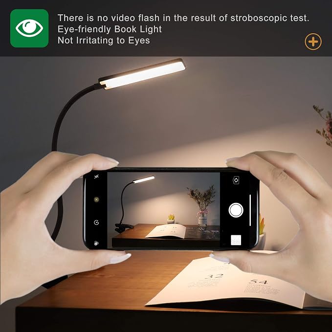 LED Reading Light with Clip USB Rechargeable Book Lights, 24 LEDs Flexible Neck - Image 6
