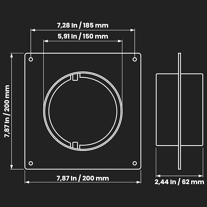 Repa Market 6 Inch Duct Connector Flange with 2 Clamps/Plastic Round Male Fit Vent Pipe Adapter/Wall Plate HVAC Exhaust & Intake Coupling/Airflow Fitting for Ventilation and Cooling Systems