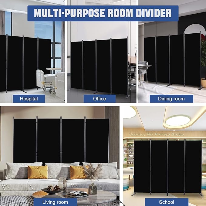 Room Divider 4 Panel-88''Wide, 6FT Room Dividers and Folding Privacy Screens | - Image 6