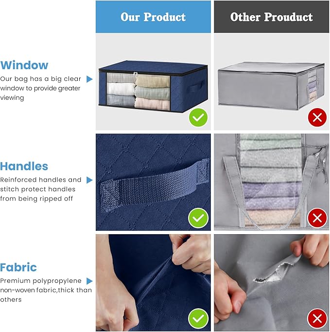 HomeHacks 10-Pack Clothes Organizer Storage Bags, 35L Storage Bins, Reinforced - Image 5