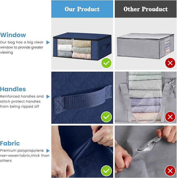 HomeHacks 8-Pack Clothes Organizer Storage Bags, 35L Storage Bins, Reinforced - Image 5
