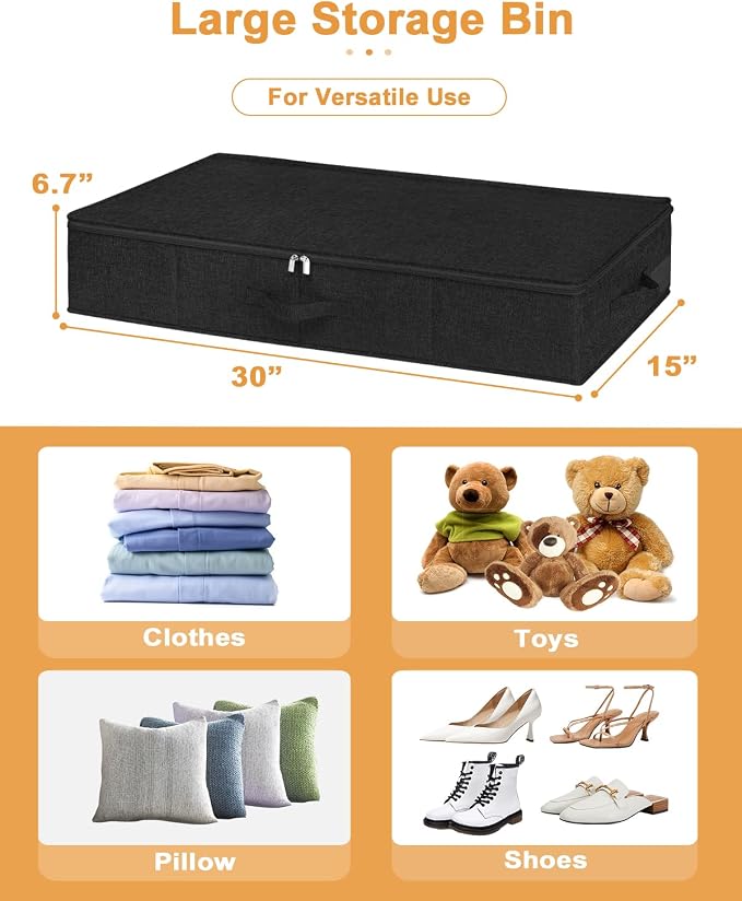 punemi 6.7 in Sturdy Under Bed Clothes Storage Container, - Image 5