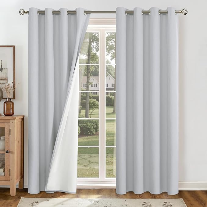 YoungsTex Light Grey Linen 100% Blackout Curtains by YoungsTex