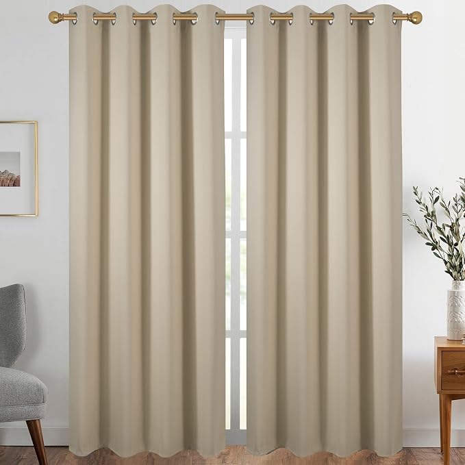 Diraysid Beige Grommet Blackout Curtains by Diraysid%2C+refresh+your+life