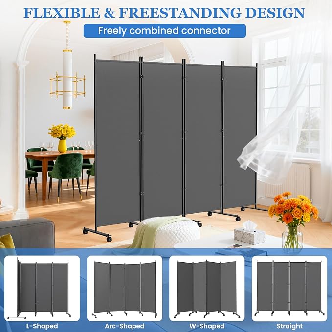 SUNALLY Room Divider Privacy Screens, 8 Panels Dividers - Image 4