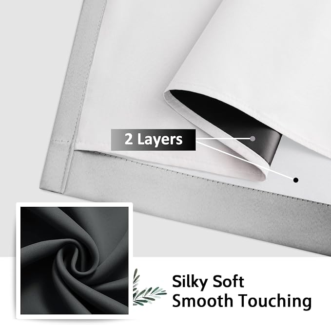 SimpleHome Ombre Black 100% Blackout Bedroom Curtains - Image 7