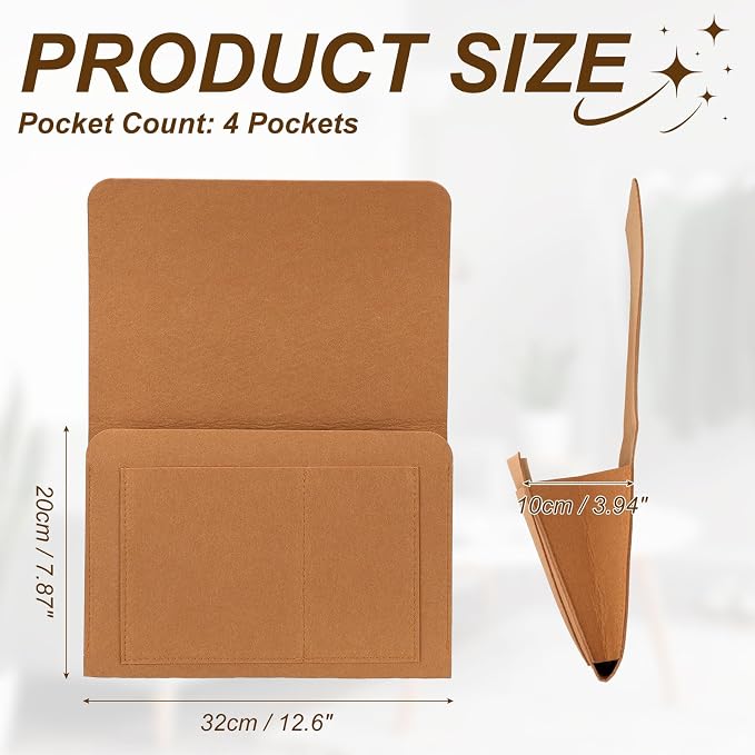 uxcell 4 Pockets Bedside Caddy, Bed Hanging Storage Bag Holder - Image 2