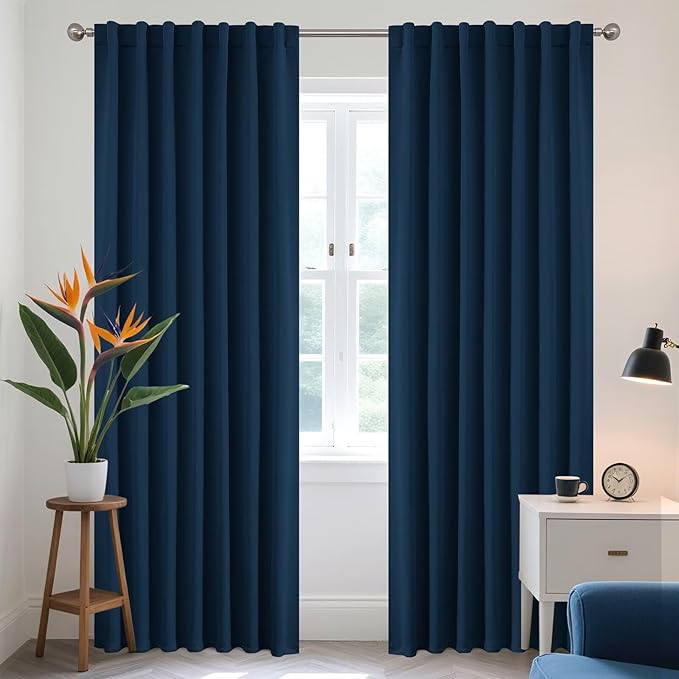Joydeco Blackout Curtains 84 Inch Length 2 Panels Set, Thermal Insulated Black by JOYDECO
