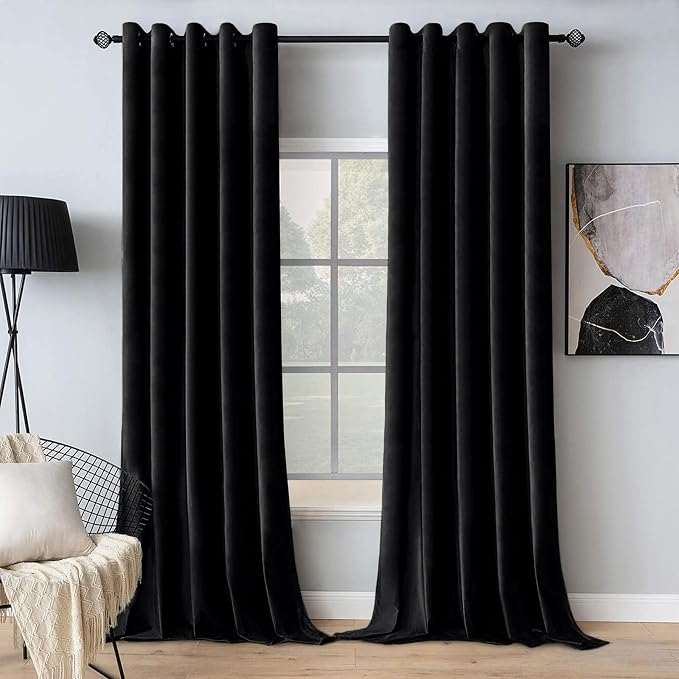 MIULEE Velvet Curtains Halloween Black 72 x 84 Inch Length Set of 2 | Grommet by MIULEE