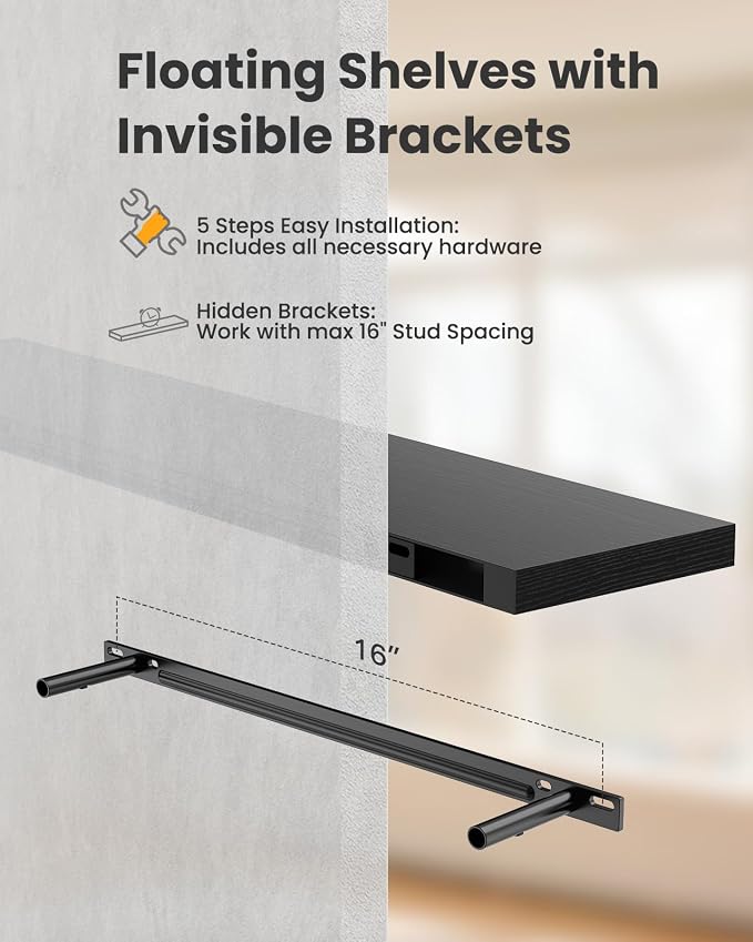 Amada 23.6" Floating Shelves for Wall Decor & Storage, Living Room, 22 lbs - Image 8