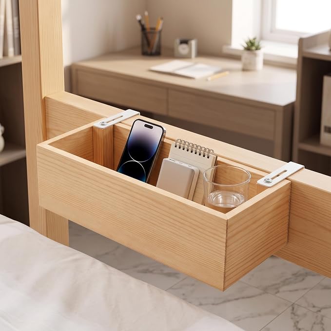 Bamboo Dorm Bedside Caddy Shelf - Image 6