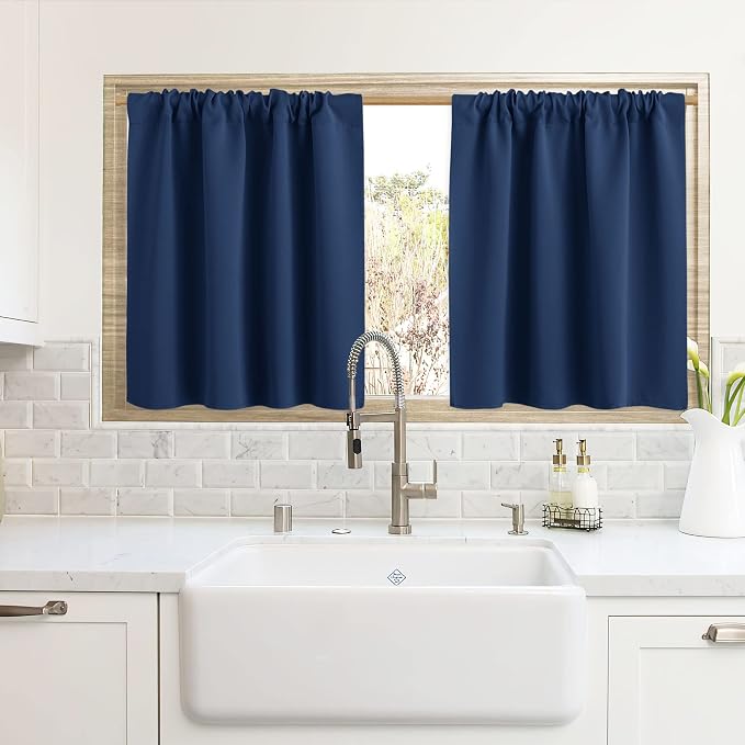 RYB HOME Cafe Blackout Curtains 24 inch Length by RYBHOME