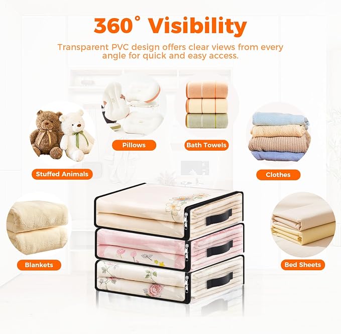 SpaceWhisper Clear Sheet Storage Bags, 6 Pack, 15.7 x 13.8 x 3.9 in | Sheet - Image 4