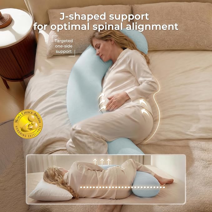 Momcozy J Shaped Pregnancy Pillow, Maternity Body Pillow - Image 2