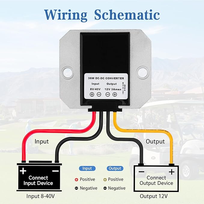 ELFCULB 8V-40V to 12V Voltage Regulator 3A 36W DC Step Down UP Converter for Golf Cart Club Car