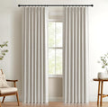 Pinch Pleated Full Blackout Faux Linen Curtains 120 Inches Long | Beige by 100BlackoutShield