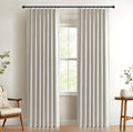 Pinch Pleated Full Blackout Faux Linen Curtains 80 Inches Long | Beige by 100BlackoutShield