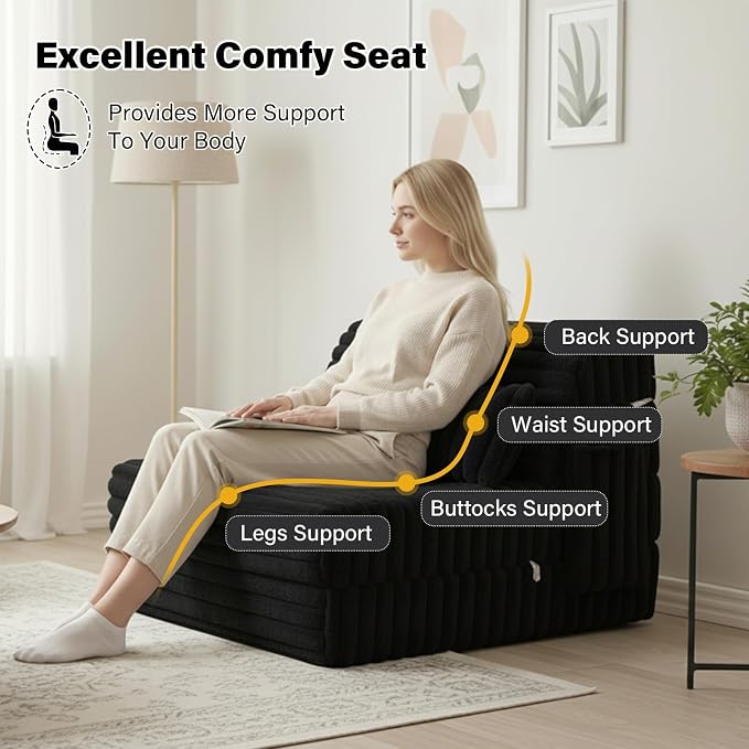 Folding Sofa Bed Twin Size, Convertible Sleeper Chair Mattress - Image 4