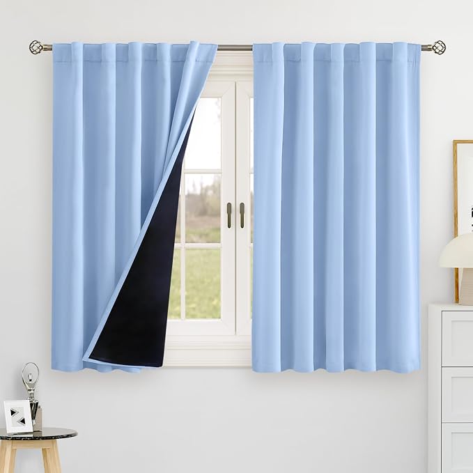 BGment Light Blue 100% Blackout 48 Inch Curtains by BGment