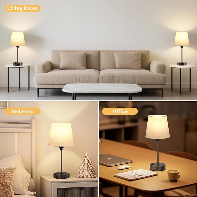 Brown Bedside Lamps Set 2 for Bedroom - Image 8