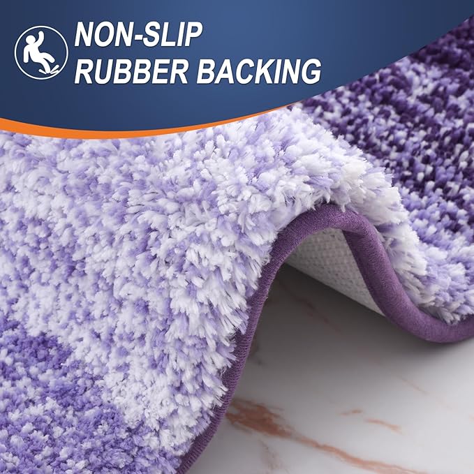 OLANLY Bathroom Runner Rugs 47x17, Extra Soft Absorbent Microfiber Bath Rugs, Rubber Backing, Quick Dry, Machine Washable Bath Mats for Bathroom Floor, Tub and Shower, Home Decor Accessories, Violet
