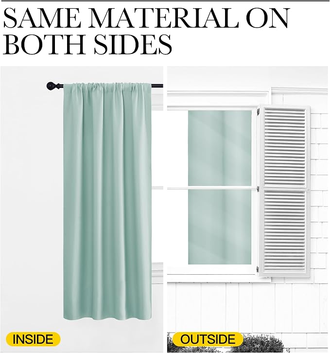 NICETOWN Window Curtains for Bedroom, Aqua Blue, 2 Panels, W42 x L48 -Inch - Image 5