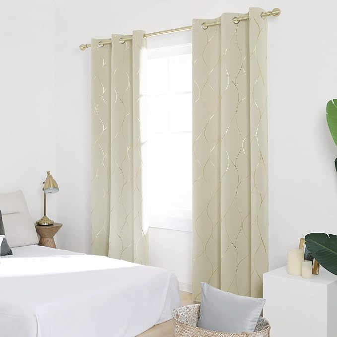 Deconovo Curtains for Living Room, Pattern Blackout Curtains 63 Inches Long | - Image 3