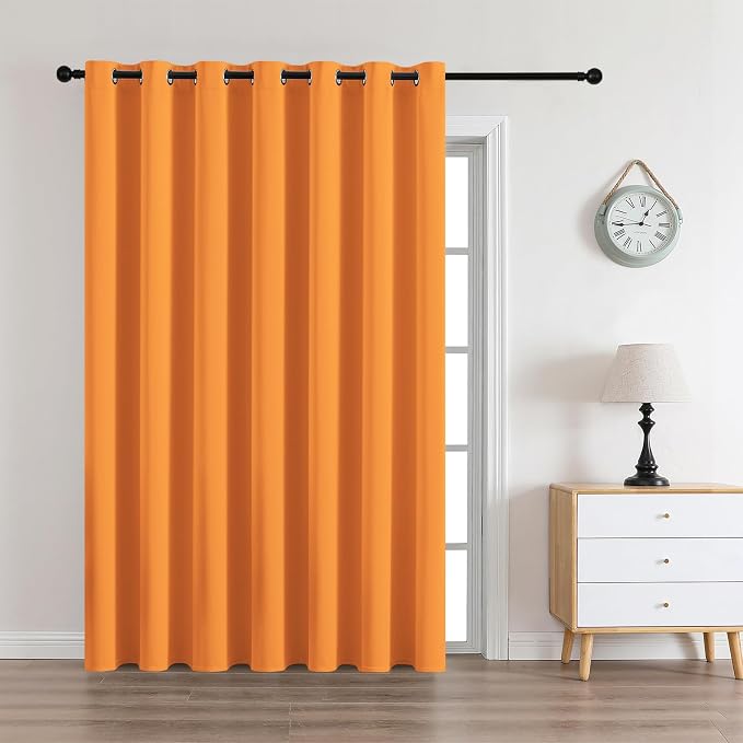 CUCRAF Custom Orange Blackout Curtains 1 Panel Set, Thermal Insulated Grommet by CUCRAF