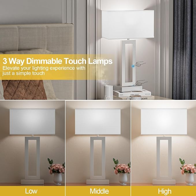 Seealle 22" Tall Bedroom Lamps for Living Room - Image 3