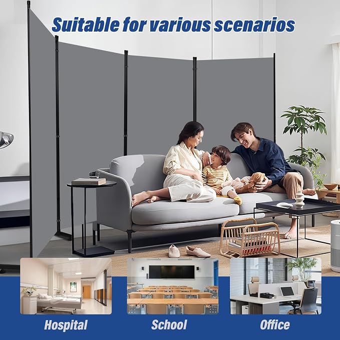 4 Panel Folding Room Divider, Indoor Privacy Screen Space Separator | 6ft - Image 5