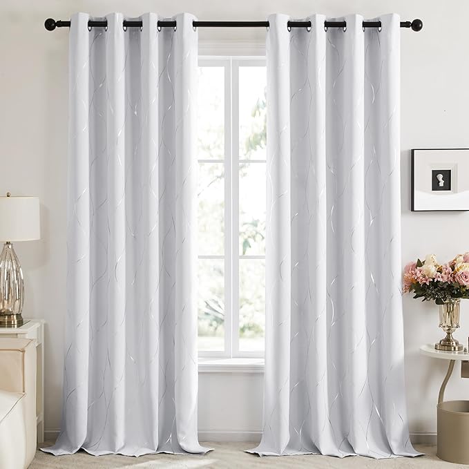 Deconovo Curtains for Living Room, Pattern Blackout Curtains 84 Inches Long | - Image 2