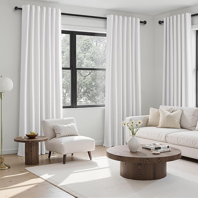 Topfinel 95 inch Living Room Curtains 2 Panels 100% Blackout Linen Texture - Image 8