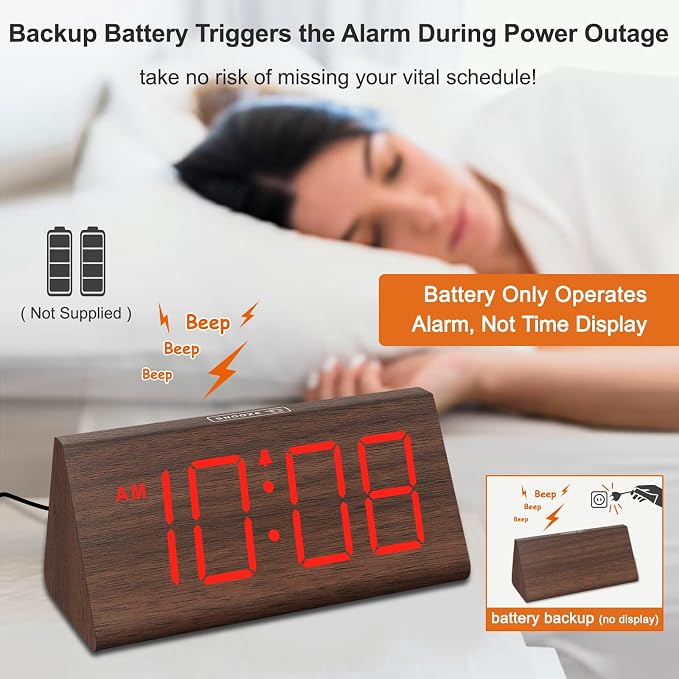 DreamSky Wooden Digital Alarm Clock - Image 3