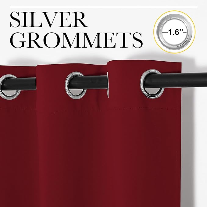 NICETOWN Burgundy Red Blackout Curtains 48 inches Length - Image 2