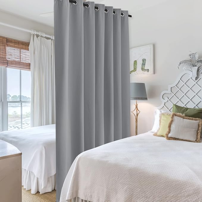 RYB HOME Grey Room Divider Curtains Total Privacy Blackout - Image 4