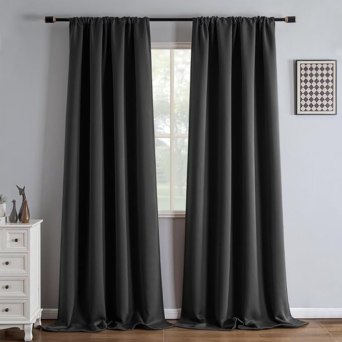 IGEMAEVE Blackout Curtains for Bedroom Grommets Dark Grey 52" W x 90" L | by IGEMAEVE