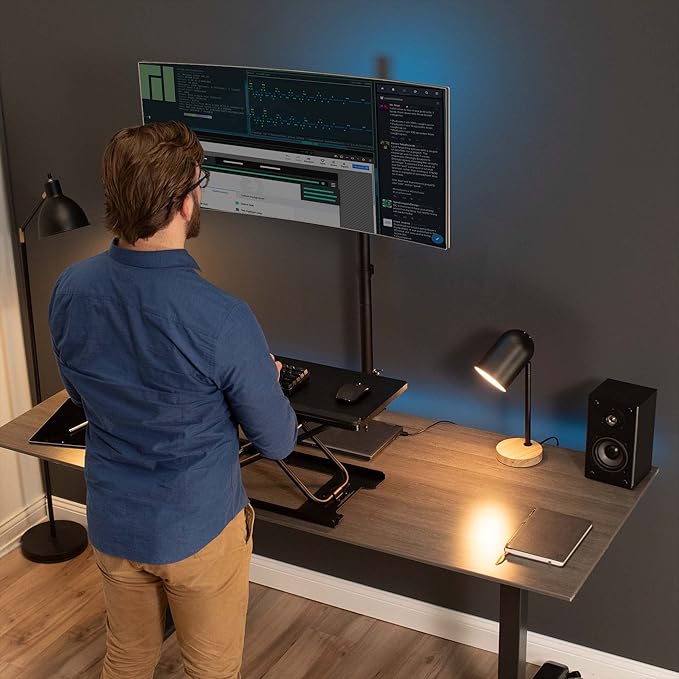 VIVO Extra Tall Single Monitor Desk Mount, 39 inch Pole VESA Stand for 13 to 32 inch Screens and up to 38 inch Ultrawides, Holds 22 lbs, Black, STAND-V011