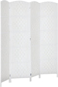 HOMCOM Room Divider 4-Panel, 6FT-Tall Folding Privacy Screen, Hand-Woven Design by HOMCOM