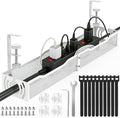 Cable Management, 25.3'' Under Desk Cable Management Tray No Drill | Metal by LOVJOYSE