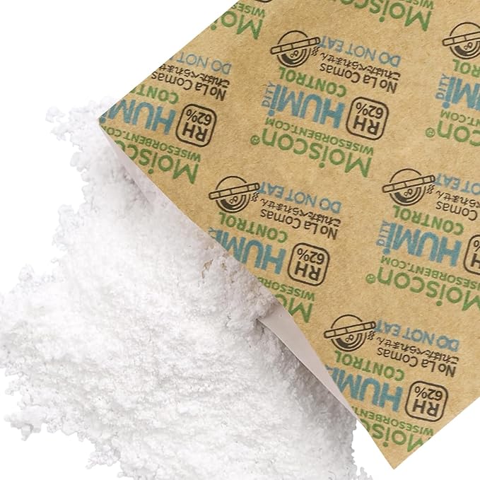 Wisesorb Size 67 62% Two-Way Humidity Control Packs for Storing 1 lb, 67 Gram 50 Pack Moisture Control Packets Individually Wrapped, Humidifier Packs for Storage Containers
