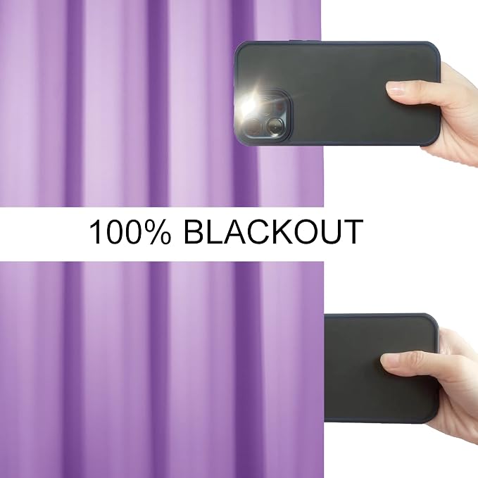 100% Blackout Curtains 52 x 95 Inch/Lavender Curtains 2 Panels - Image 3