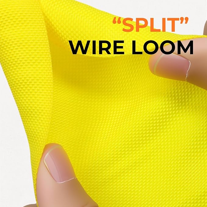 HOLED 5/16 inch Split Braided Cable Management Sleeve for USB Cable Power Cord Audio Video Cable, Wire Loom Cord Protector from Cat Dog Chewing (Yellow, 10FT)