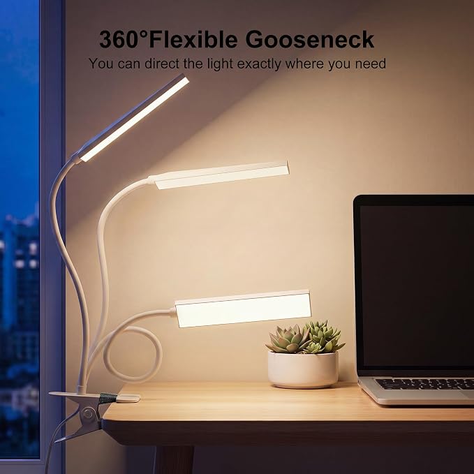 Vansuny Clip on LED Desk Lamp, Eye-Caring USB Reading Light - Image 2